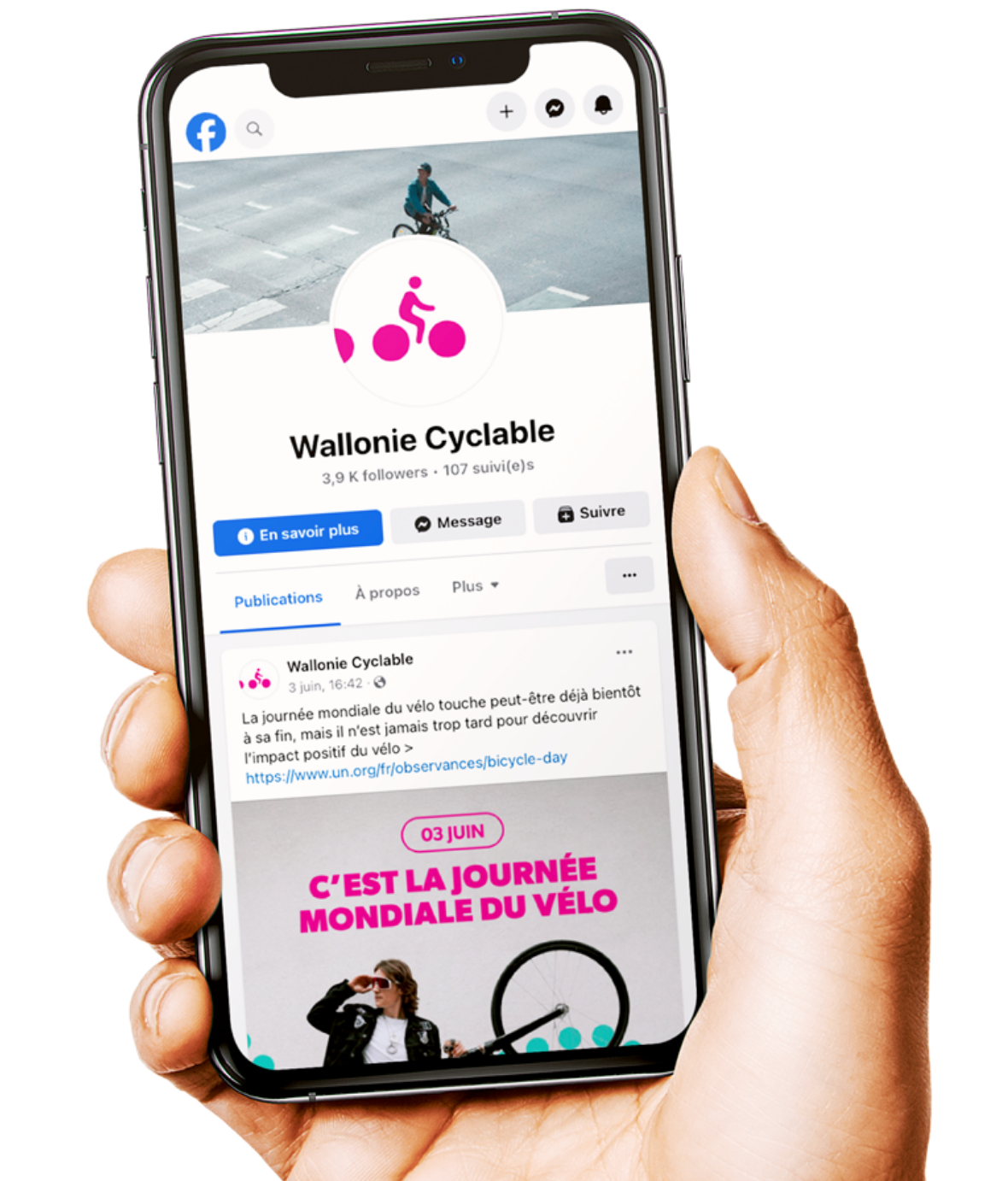 Suivez notre actualité sur notre page Facebook Wallonie Cyclable